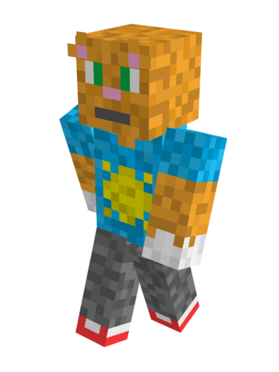 an orange cat with a blue shirt... it probably refers to a brightness...